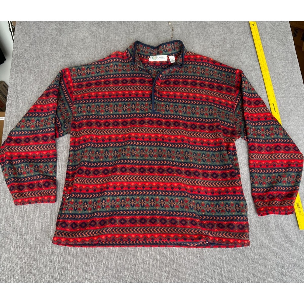 Vtg Players by Van Heusen Fleece Sweater Mens XXL Multi Aztec 1/4 Zip Pullover